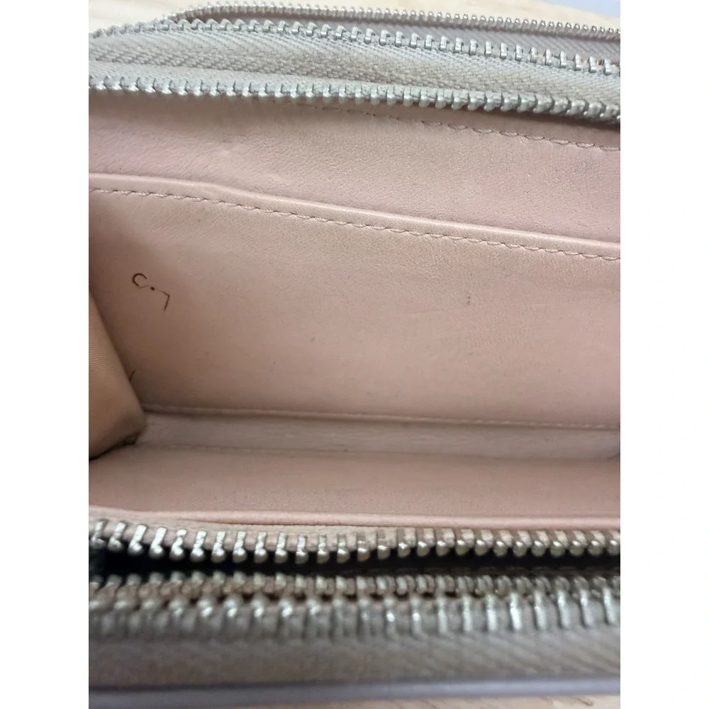 COACH Medium Zip Around Wallet Smooth Leather Light Grey #66